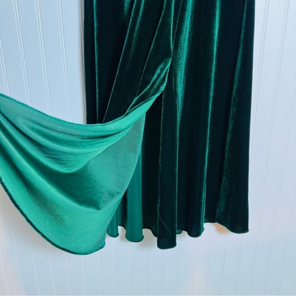 ALEXIA ADMOR Nola V-Neck Puff Sleeve Fit & Flare Drees Deep Green Size 8 Unlined - Picture 12 of 15